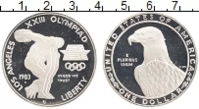 Монета доллар Америки 1983 года Серебро S