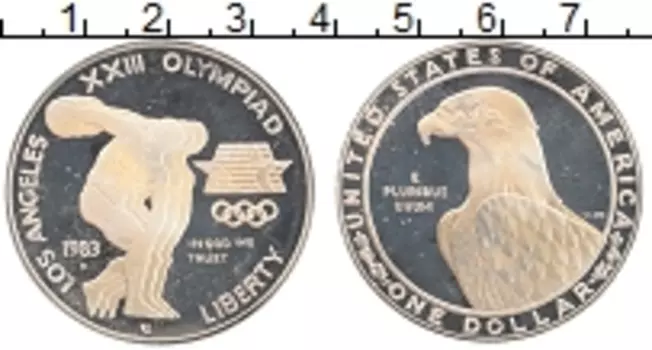 Монета доллар Америки 1983 года Серебро S