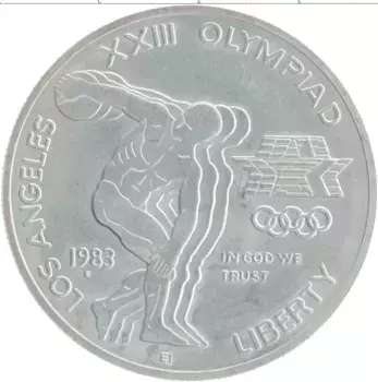 Монета доллар Америки 1983 года Серебро S