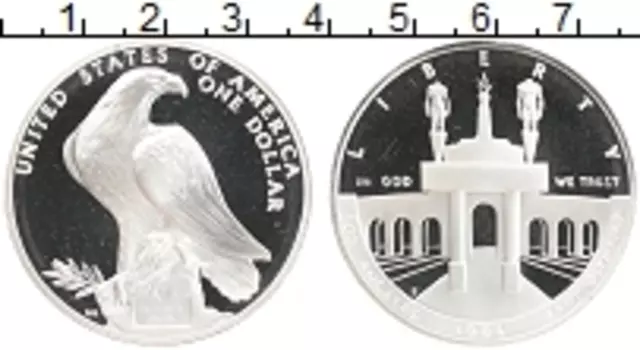 Монета доллар Америки 1984 года Серебро S