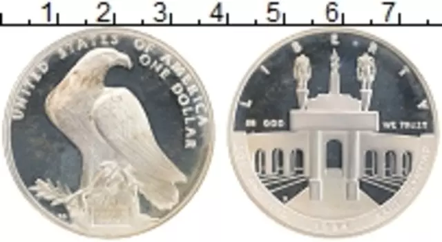 Монета доллар Америки 1984 года Серебро S