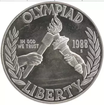 Монета доллар Америки 1988 года Серебро Олимпиада 1988