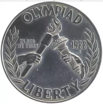 Монета доллар Америки 1988 года Серебро Олимпиада