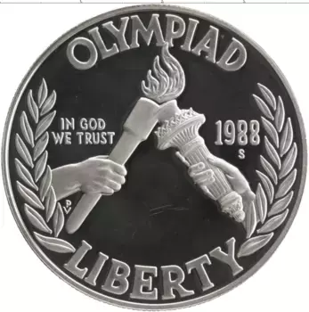 Монета доллар Америки 1988 года Серебро Олимпийские игры 1988 года