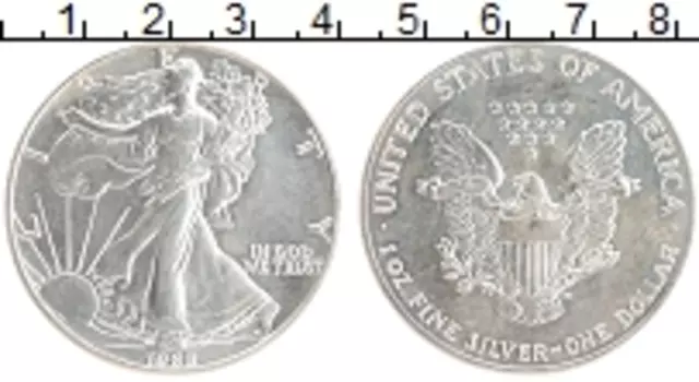 Монета доллар Америки 1988 года Серебро Шагающая свобода
