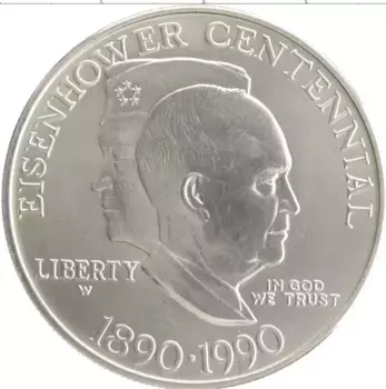 Монета доллар Америки 1990 года Серебро W