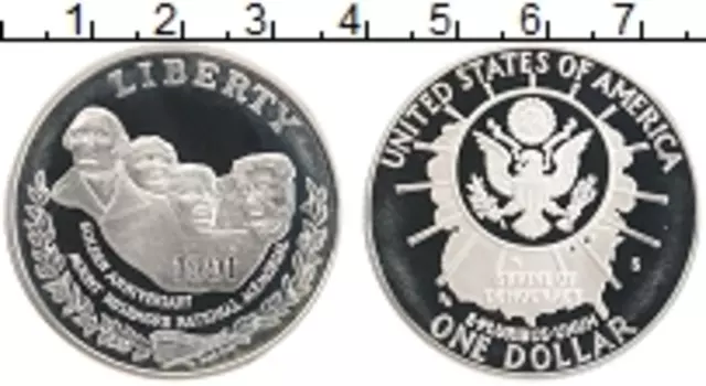 Монета доллар Америки 1991 года Серебро S