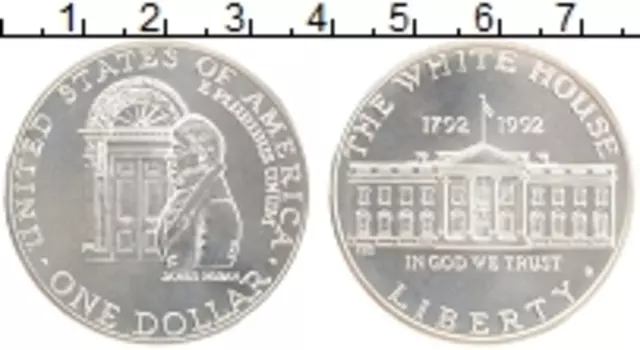 Монета доллар Америки 1992 года Серебро D