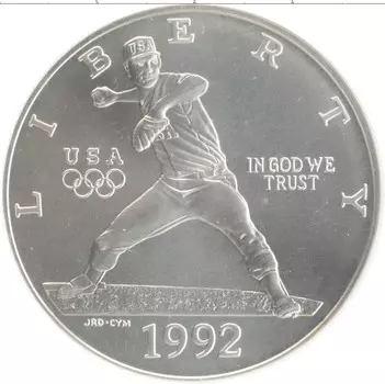 Монета доллар Америки 1992 года Серебро D