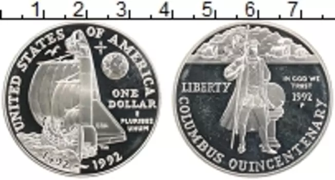 Монета доллар Америки 1992 года Серебро P