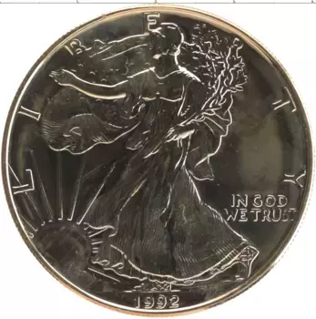Монета доллар Америки 1992 года Серебро Шагающая свобода