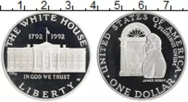Монета доллар Америки 1992 года Серебро W