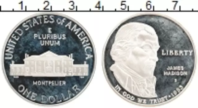 Монета доллар Америки 1993 года Серебро S