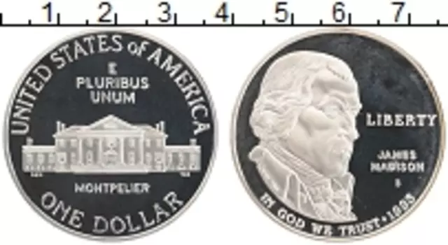 Монета доллар Америки 1993 года Серебро S