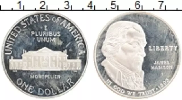 Монета доллар Америки 1993 года Серебро S