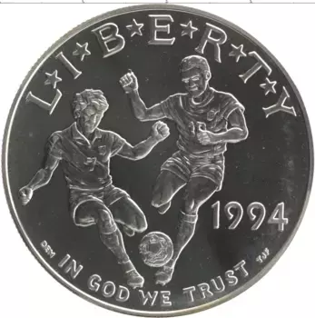 Монета доллар Америки 1994 года Серебро Чемпионат мира по футболу 94