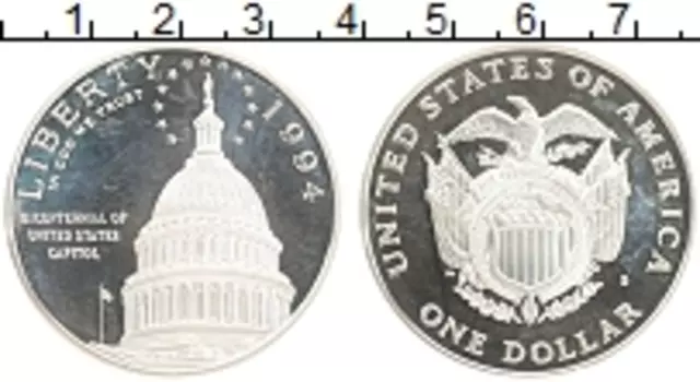 Монета доллар Америки 1994 года Серебро S