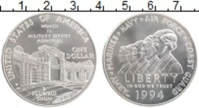 Монета доллар Америки 1994 года Серебро W
