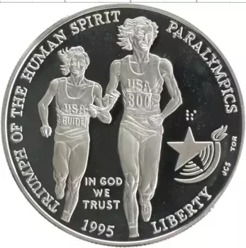 Монета доллар Америки 1995 года Серебро Паралимпиада в Атланте