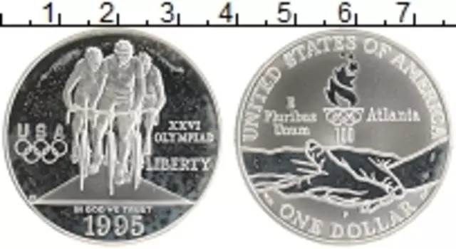 Монета доллар Америки 1995 года Серебро Р