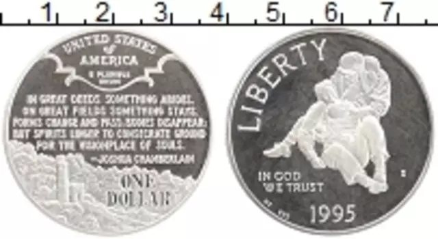 Монета доллар Америки 1995 года Серебро S