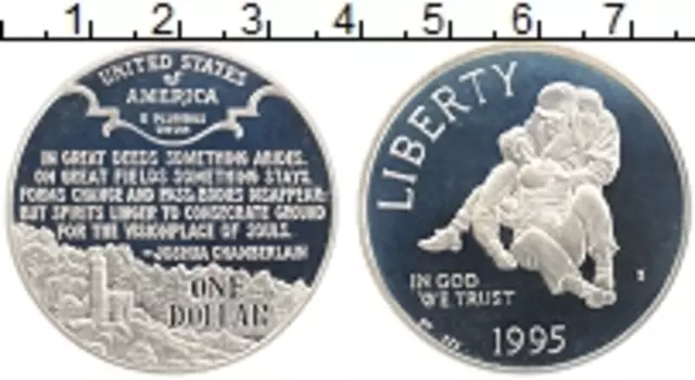 Монета доллар Америки 1995 года Серебро S