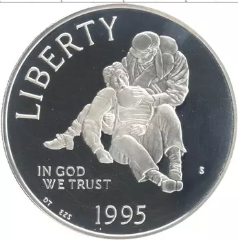 Монета доллар Америки 1995 года Серебро S