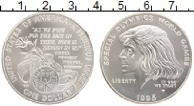 Монета доллар Америки 1995 года Серебро Спецальные Олимпийские игры W