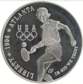 Монета доллар Америки 1996 года Серебро 100-летие Олимпиад