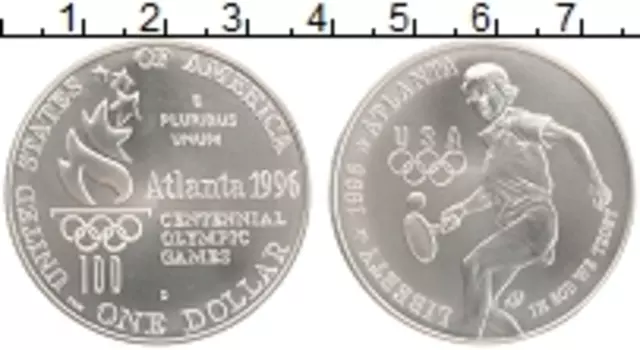 Монета доллар Америки 1996 года Серебро Олимпиада 96 в Атланте