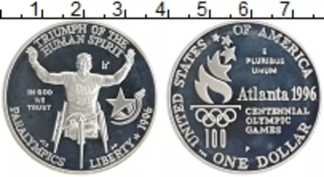 Монета доллар Америки 1996 года Серебро Р