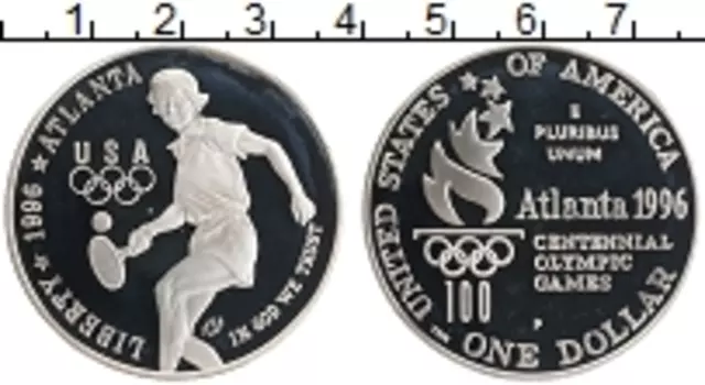 Монета доллар Америки 1996 года Серебро Р