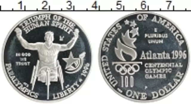 Монета доллар Америки 1996 года Серебро Р