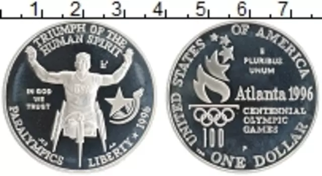 Монета доллар Америки 1996 года Серебро Р