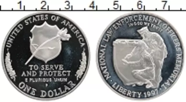 Монета доллар Америки 1997 года Серебро Р