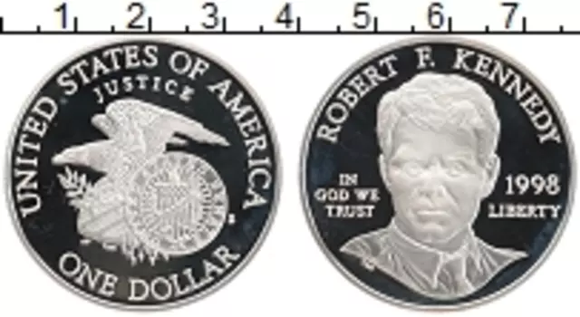 Монета доллар Америки 1998 года Серебро Роберт Кеннеди S