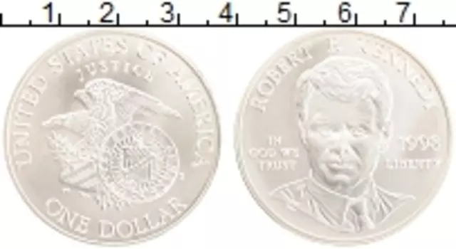 Монета доллар Америки 1998 года Серебро S