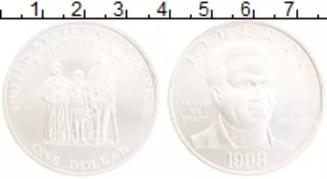 Монета доллар Америки 1998 года Серебро S