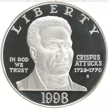 Монета доллар Америки 1998 года Серебро S