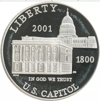 Монета доллар Америки 2001 года Серебро P