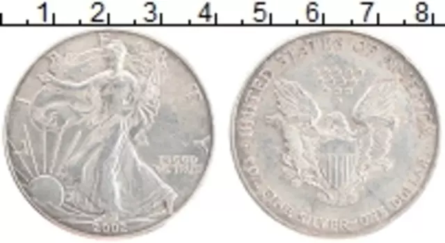 Монета доллар Америки 2002 года Серебро Шагающая свобода