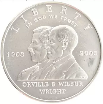 Монета доллар Америки 2003 года Серебро 100-летие полета братьев Райт