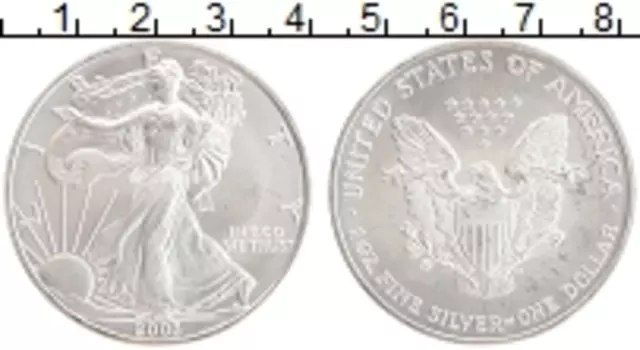 Монета доллар Америки 2003 года Серебро Шагающая свобода