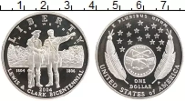 Монета доллар Америки 2004 года Серебро Луис и Кларк