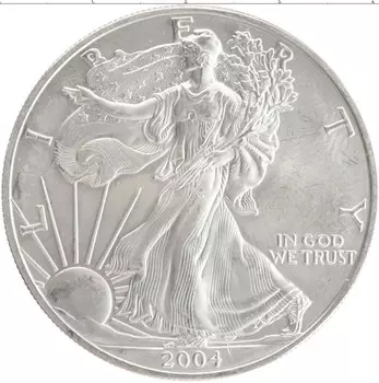 Монета доллар Америки 2004 года Серебро Шагающая свобода
