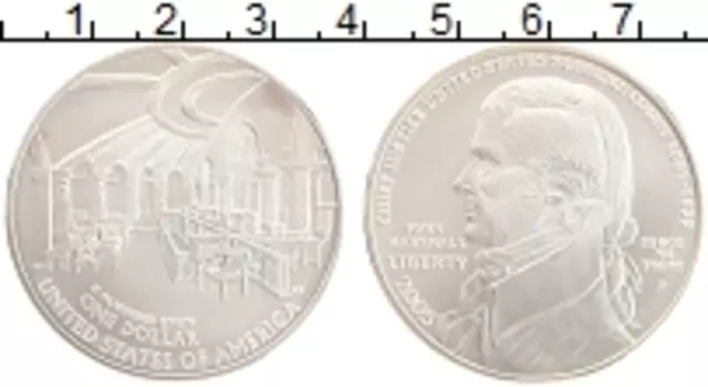 Монета доллар Америки 2005 года Серебро Р 250 лет со дня рождения Джона Маршалла