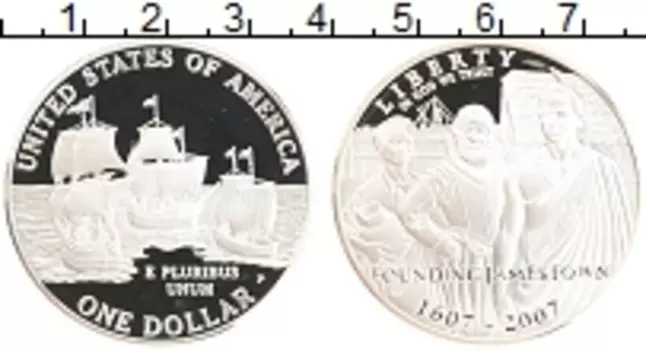 Монета доллар Америки 2007 года Серебро Р