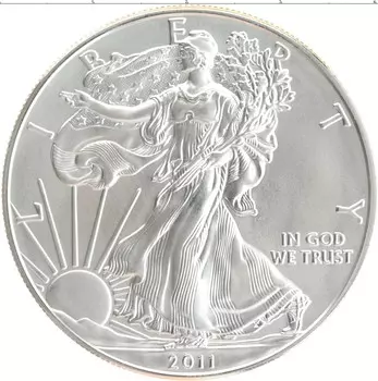 Монета доллар Америки 2011 года Серебро Шагающая свобода