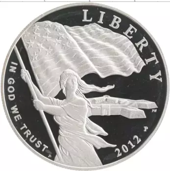 Монета доллар Америки 2012 года Серебро 200 лет гимну США