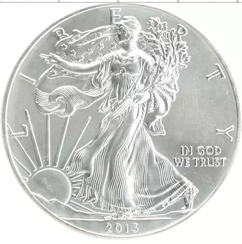 Монета доллар Америки 2013 года Серебро Шагающая свобода